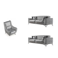 SITZGARNITUR Bond Grau Stellvariante:3+3+1 - Grau, Holz (227/85/100cm) - Villa Möbel