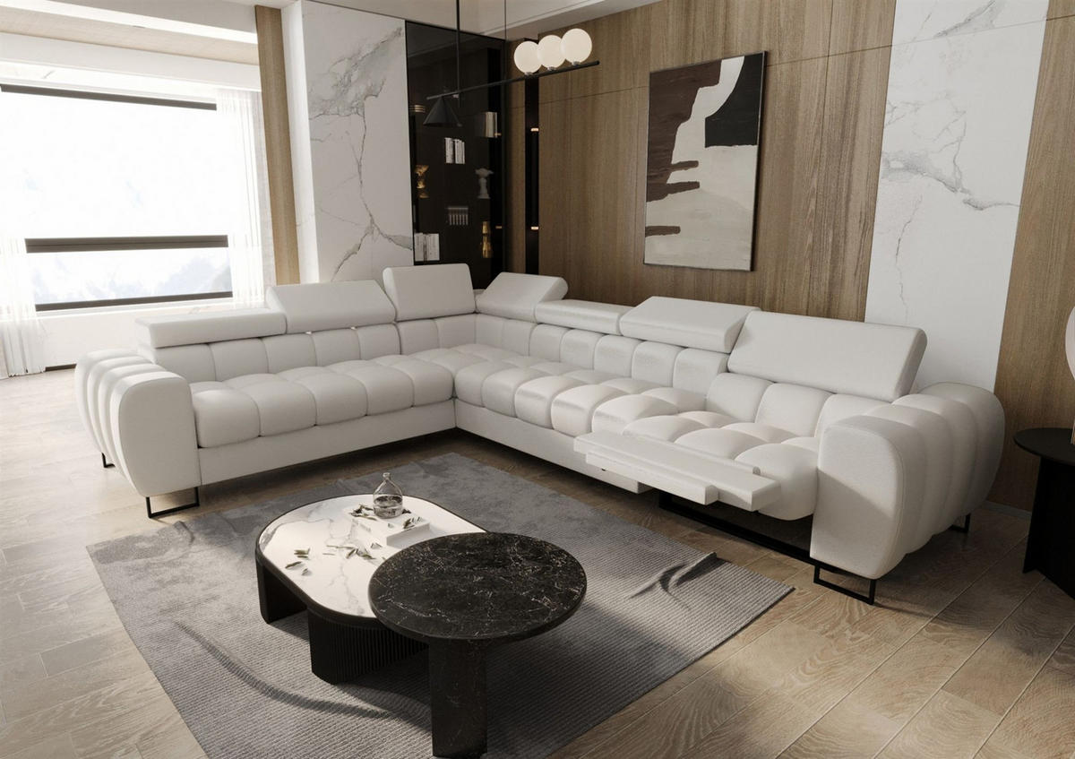 ECKSOFA Bastien Relax - Creme, Holzwerkstoff/Textil (260/330cm) - Fun Möbel