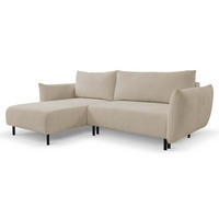 ECKSOFA ADEL mit Schlaffunktion und Bettkasten, L-förm, Metallbeine, verstellbar lose Rückenkissen, freistehend, LINKS, 171x257x90 cm, Beige - Beige, Holz/Textil (171/257cm) - DomoHome