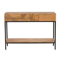 KONSOLE Industrie-Stil Mangoholz Metall L110 cm YPSTER - Dunkelbraun, Holz (110/35/80cm) - Miliboo