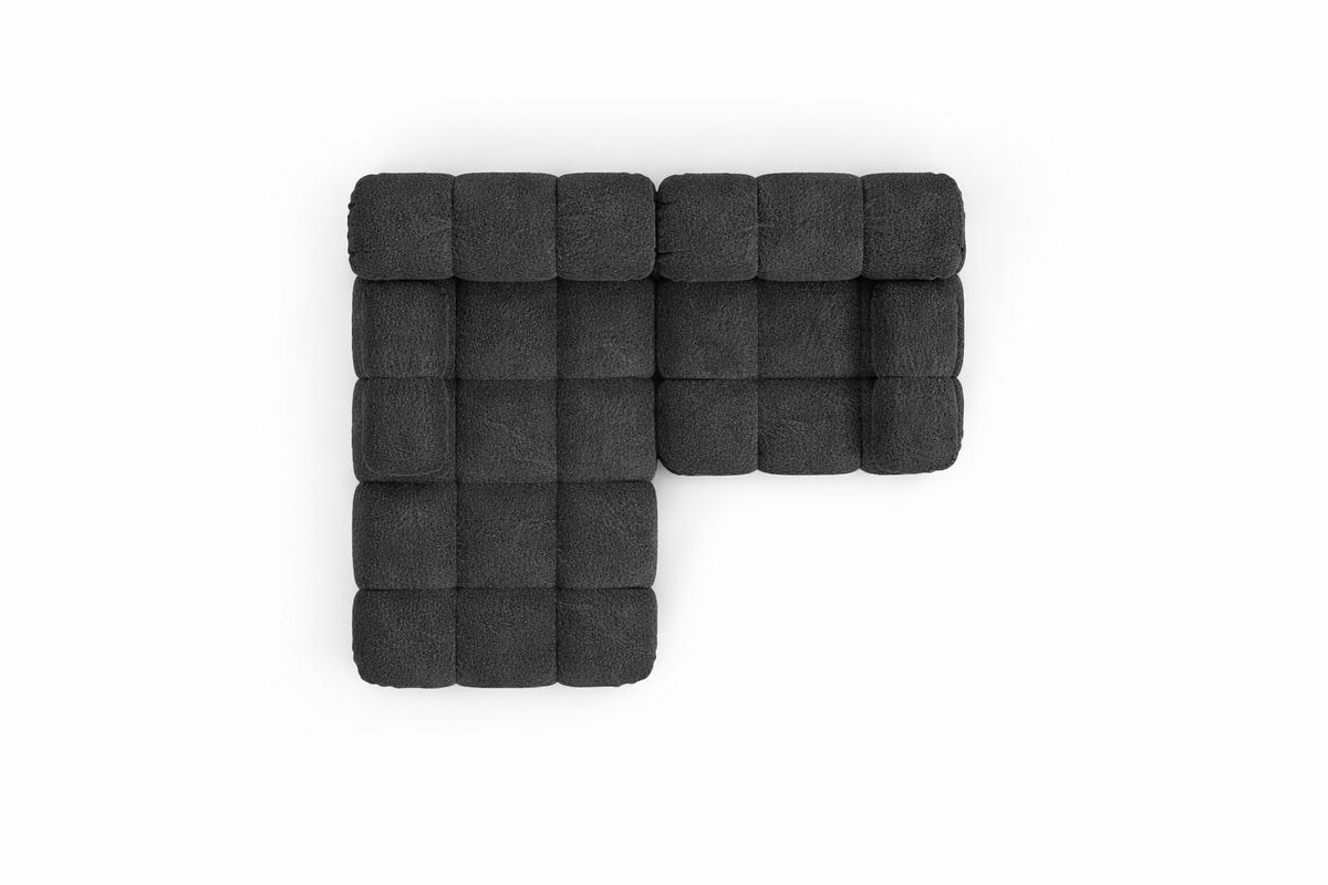 ECKSOFA L-form Mini Modular, Bouclé-Stoff Abriamo, Graphit, Links, Selia - Graphitfarben, Holz (190/160cm) - Kaiser Möbel