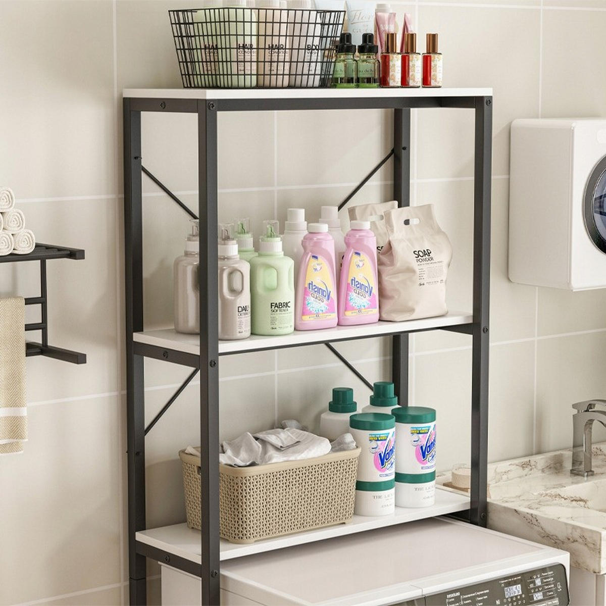 BADEZIMMERREGAL, braun 66/34/160 cm - Braun, Holzwerkstoff (66/160/34cm)