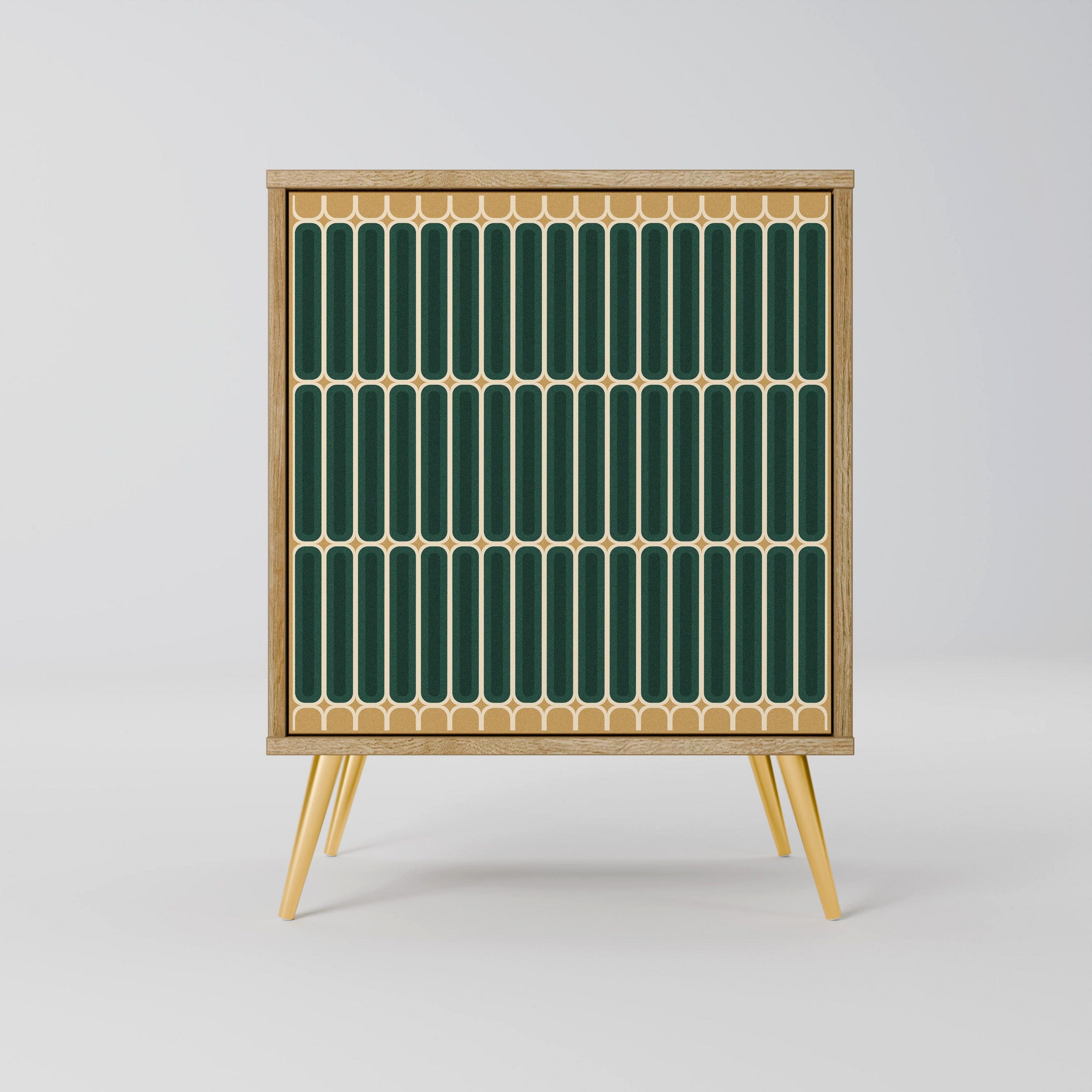 SIDEBOARD ILUSION GATE, Eichefarben, 57,5x42x75,5 cm, Goldfarbene Metallfüße - Eichefarben/Goldfarben, Holzwerkstoff/Metall (57.5/75.5/42cm) - SpaceRebels