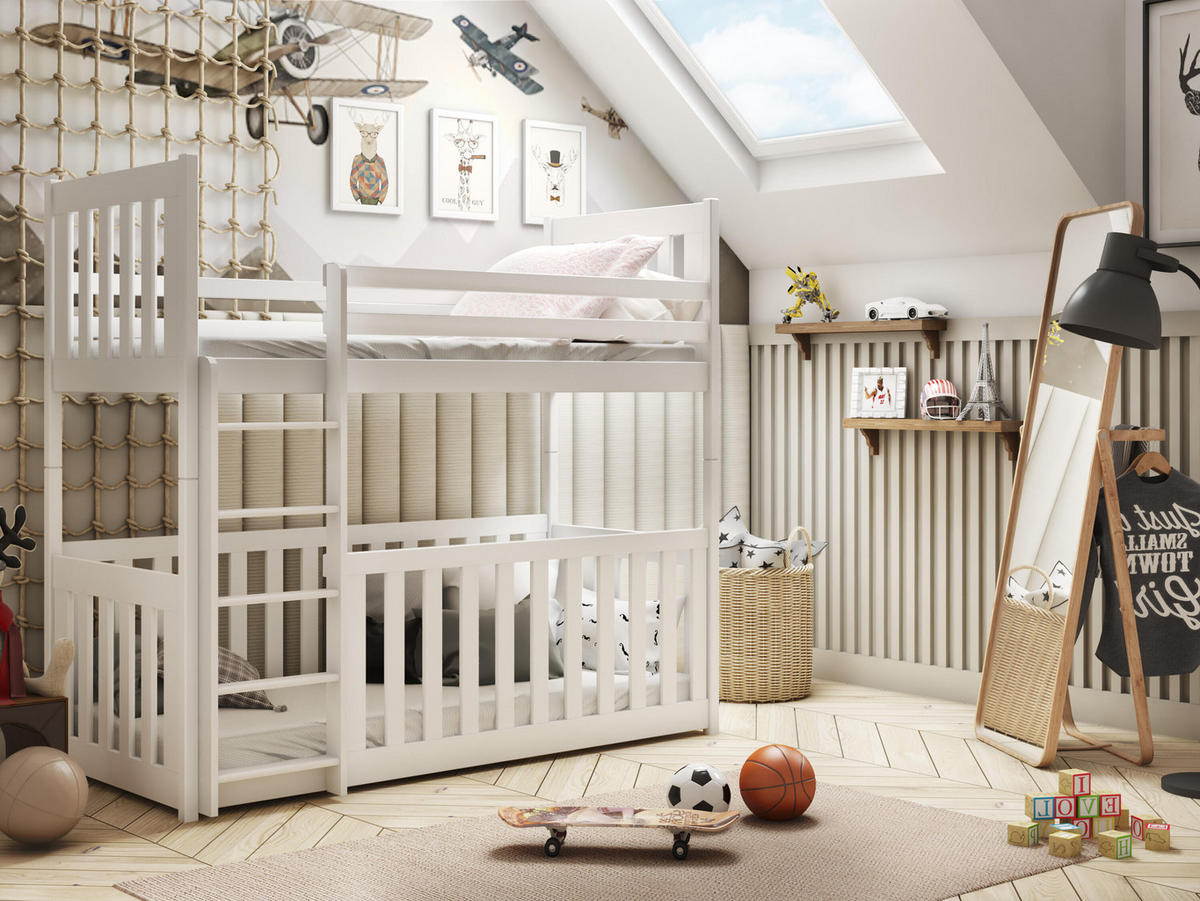 ETAGENBETT WEIß - Weiß, Holz (90/200cm) - FURNLUX