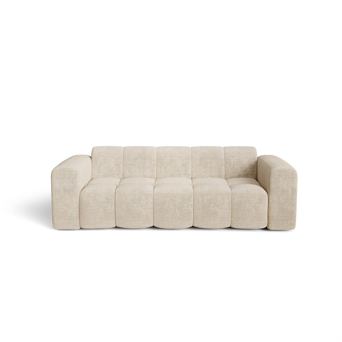 SOFA BLOOM Geprägter Samt Creme 241cm - Creme, Textil (241/69.5/94cm) - Premium Interiors