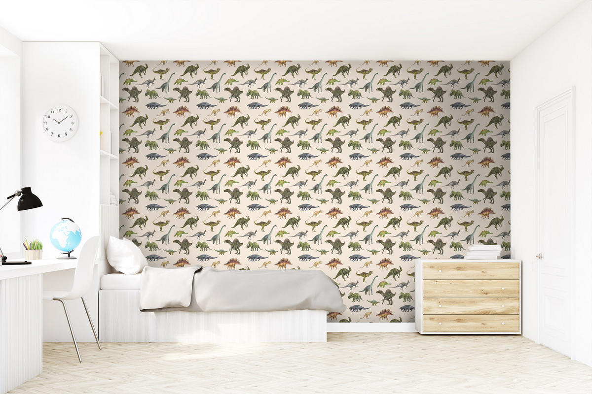 TAPETE Dinosaurier 50 x 900 cm - Grün, Papier (50/0.1cm) - Sanders & Sanders