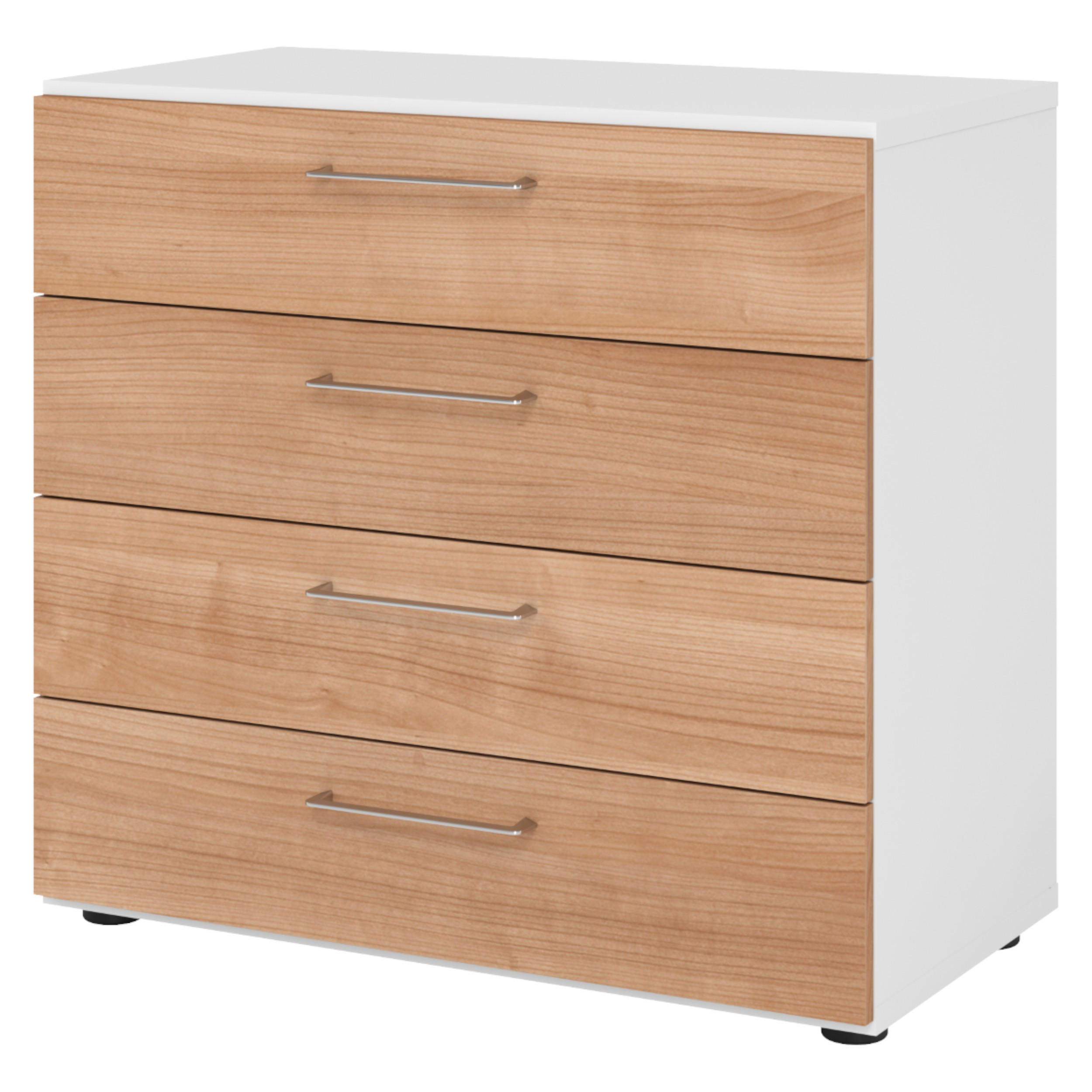 bümö Schubladenschrank Weiß, Nussbaum 80x74.8x42 cm