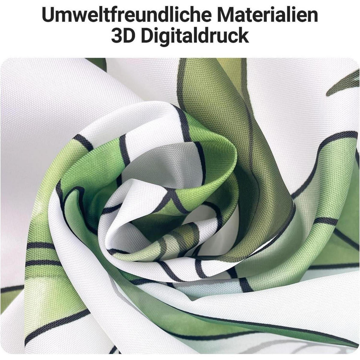 DUSCHVORHANG Grün Blätter 80 x 180 cm - Grün, Textil (80/180cm)