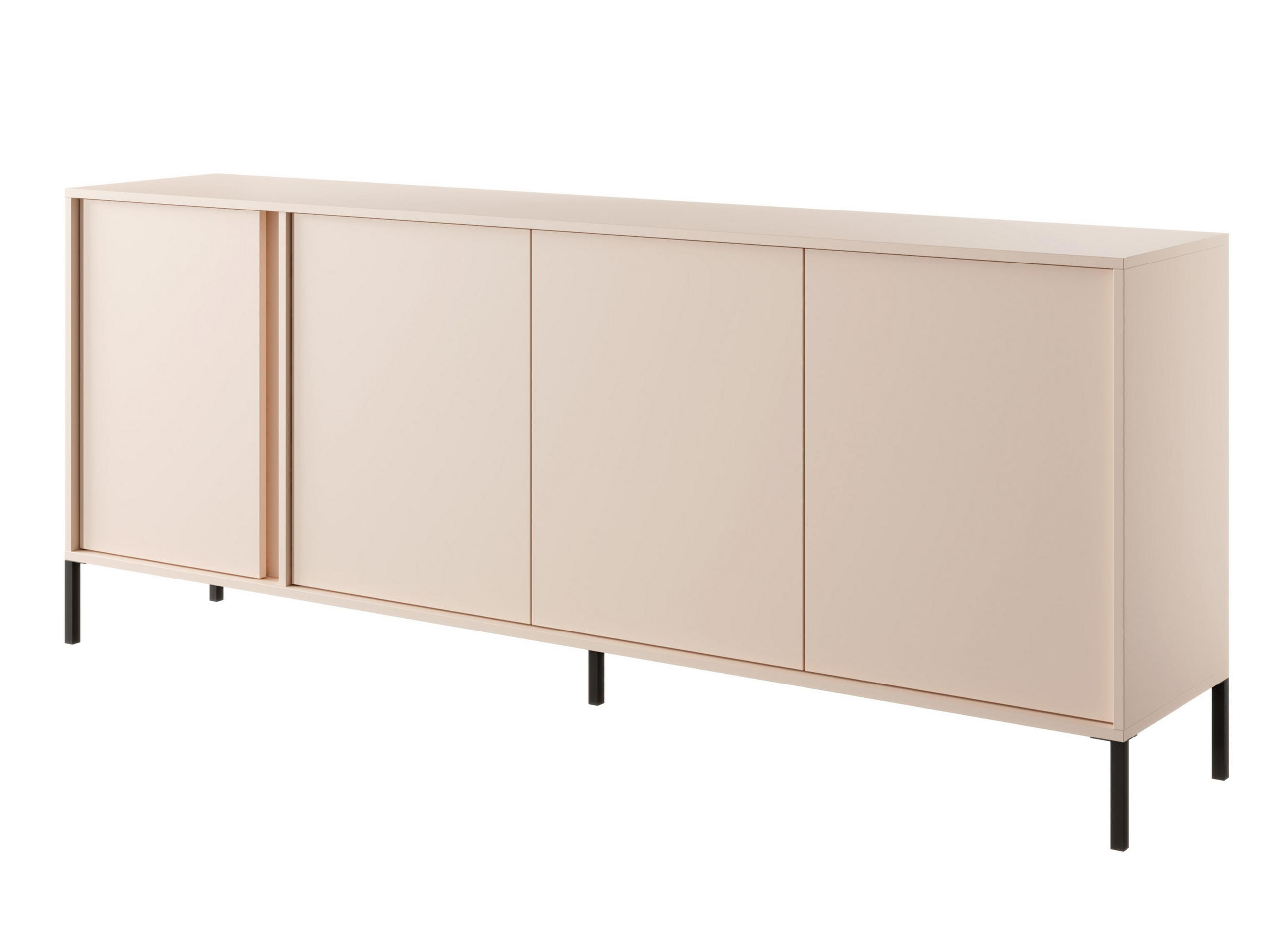 SIDEBOARD Piemontesia 4T Beige 202,9/81,4/39,5 cm – mit Push-to-Open-Funktion - Beige/Schwarz, Holzwerkstoff/Metall (202.9/81.4/39.5cm) - AX Living