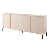 SIDEBOARD Piemontesia 4T Beige 202,9/81,4/39,5 cm – mit Push-to-Open-Funktion - Beige/Schwarz, Holzwerkstoff/Metall (202.9/81.4/39.5cm) - AX Living