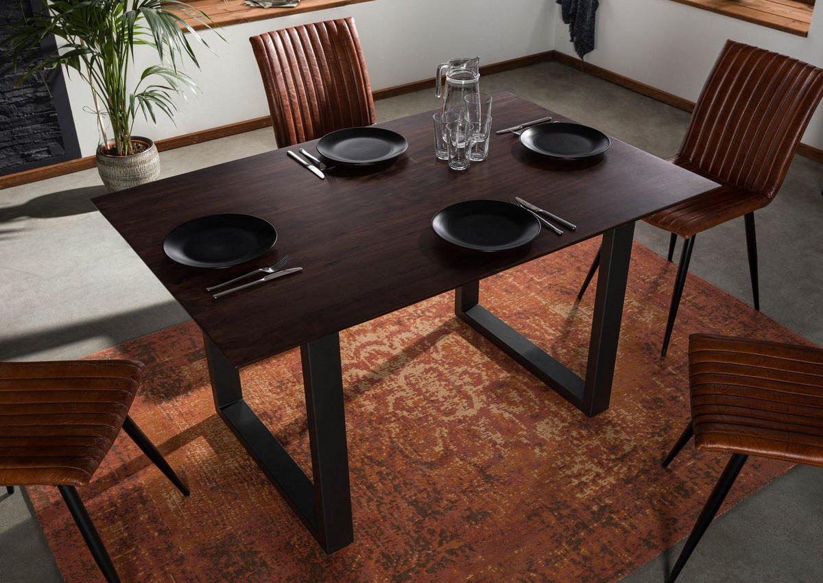 ESSTISCH Akazie 140x90 braun lackiert / U-Beine anth. matt SWISS EDGE - Anthrazit/Braun, Holz (140/90/76cm) - Massivmoebel24