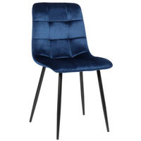 ESSZIMMERSTUHL Till Samt, Gestell Metall matt Schwarz Blau - Blau/Schwarz, Textil/Metall (45/88/52cm) - TPFLiving
