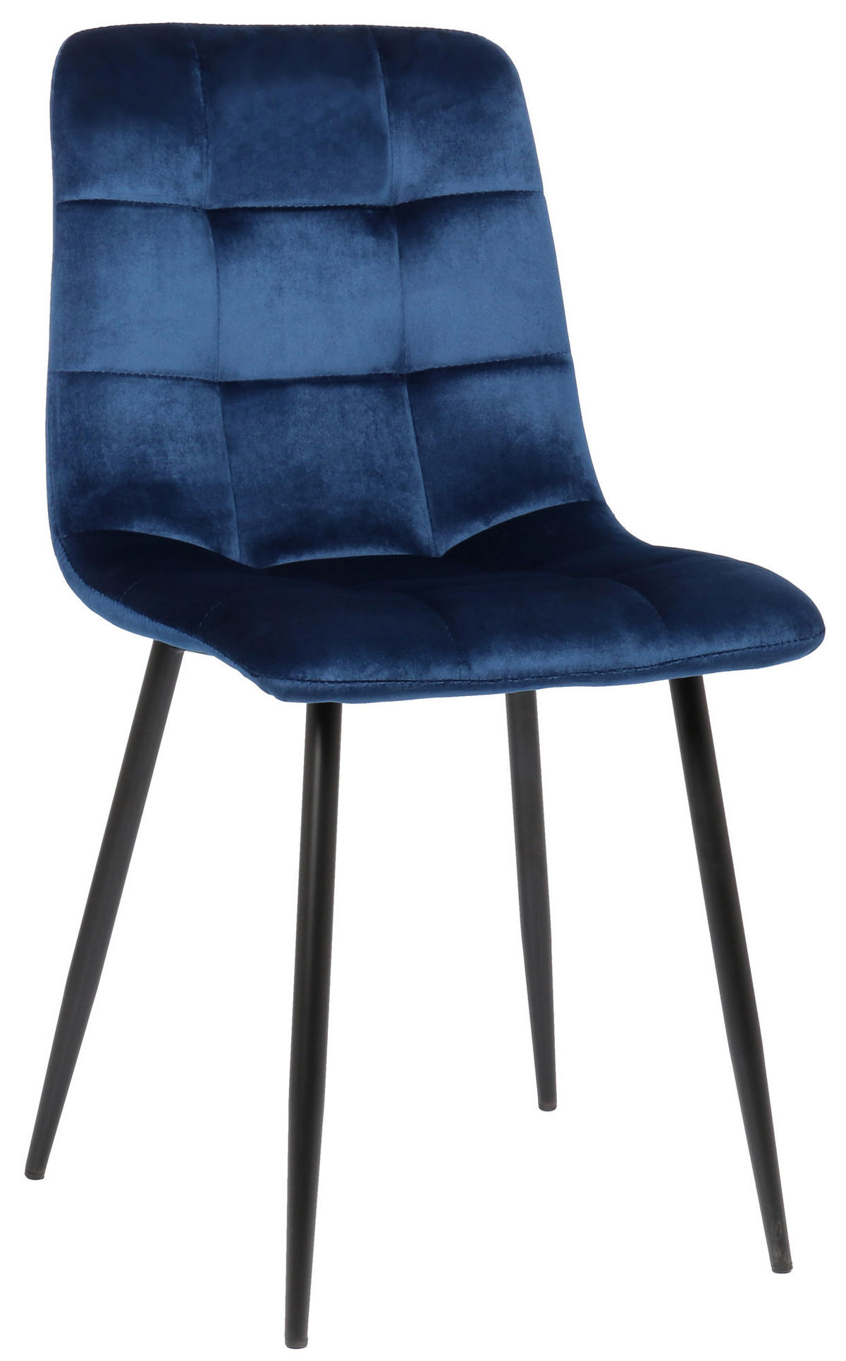 ESSZIMMERSTUHL Till Samt, Gestell Metall matt Schwarz Blau - Blau/Schwarz, Textil/Metall (45/88/52cm) - TPFLiving