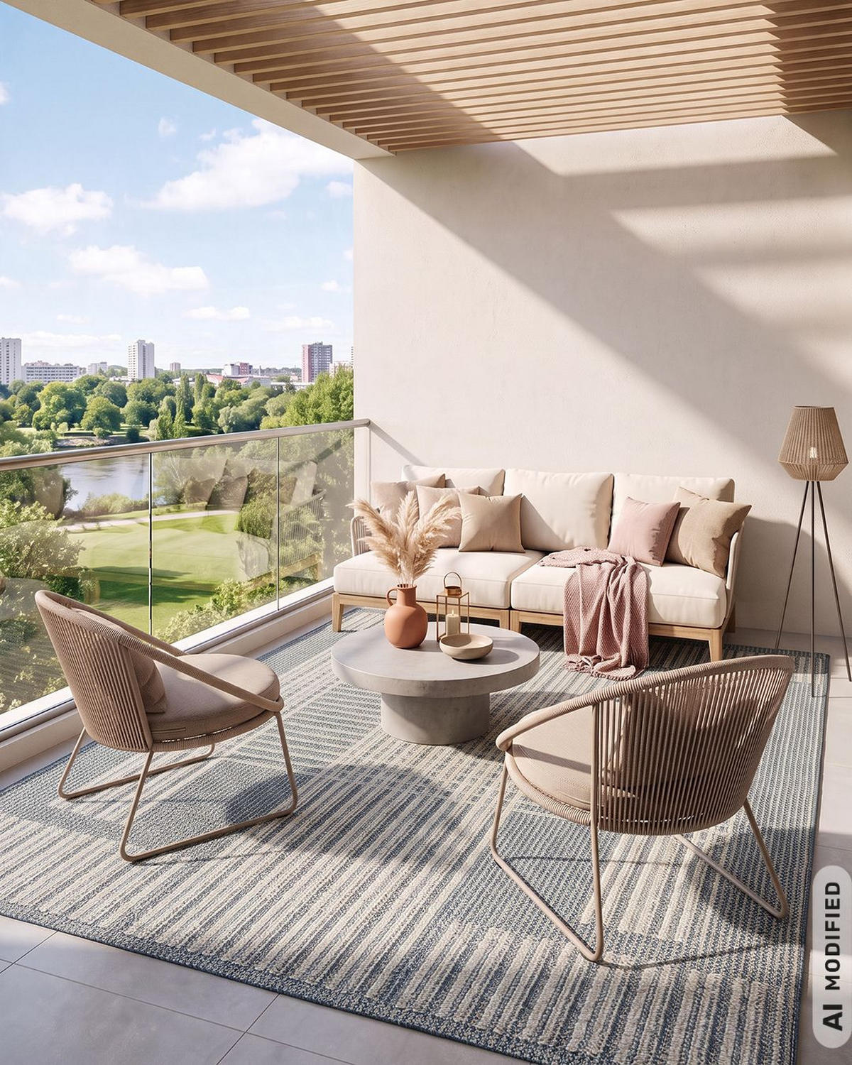 TEPPICH In-& Outdoor Abstrakt 80x150cm Mazovia Cangas Plano Beige Grau Balkon Modern Pflegeleicht Tierfreundlich - Beige, Textil (80/150cm) - Mazovia