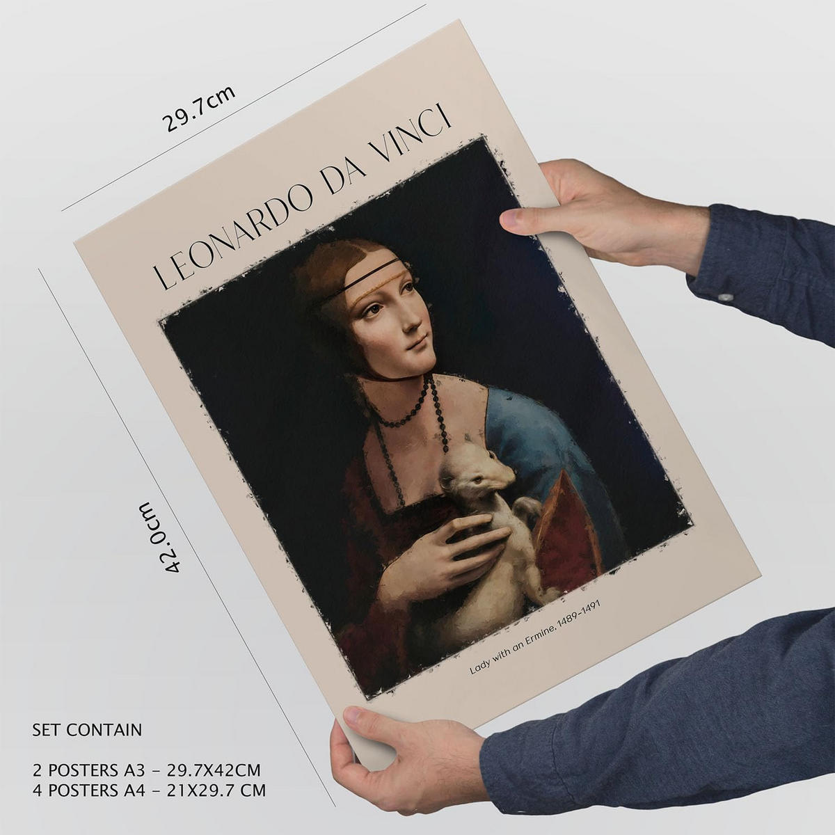 POSTER Set Mit 6 Da Vinci Größe A3 & A4 Rahmenlos - Klar, Papier (29.7/1cm) - Nacnic
