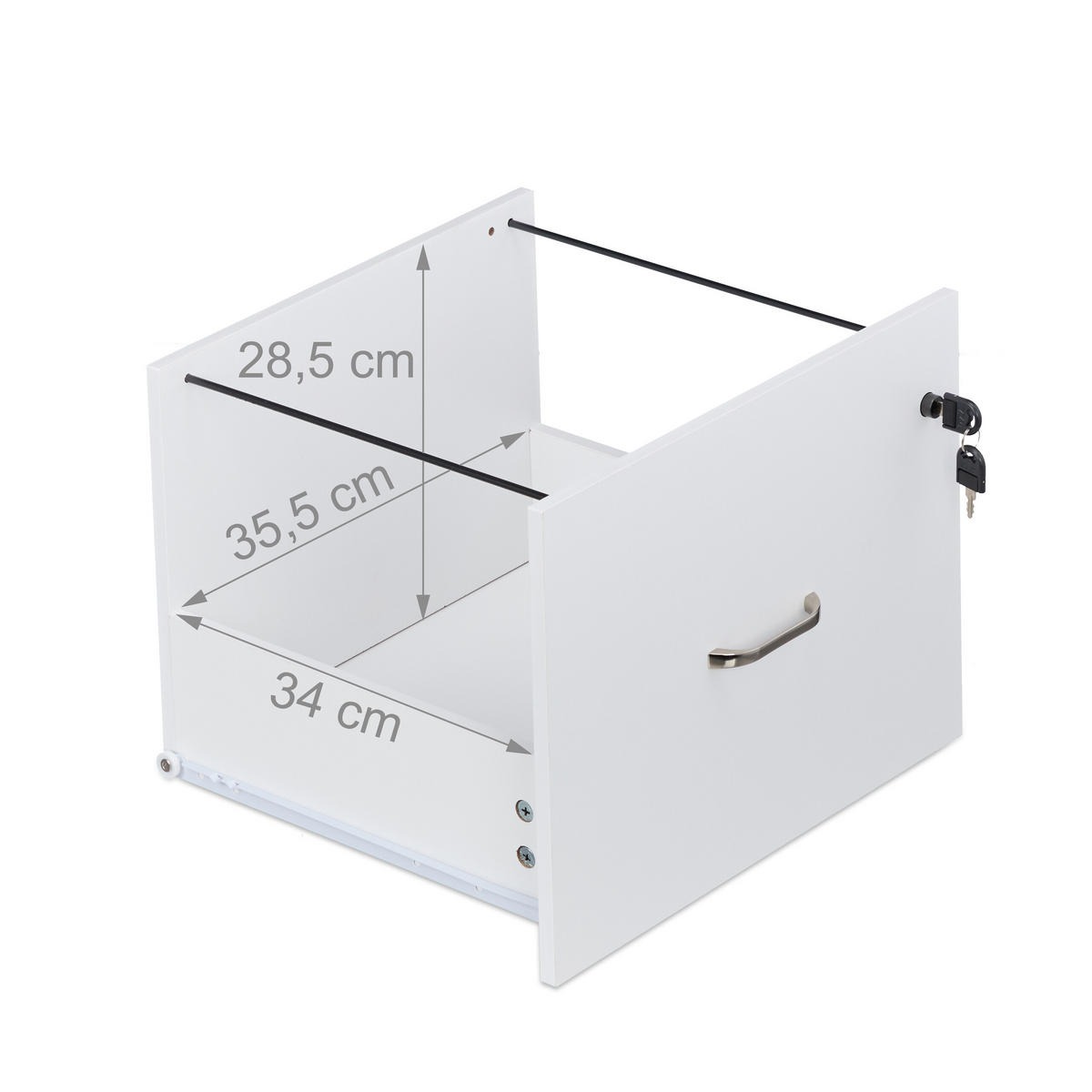 ROLLCONTAINER - Silberfarben/Weiß, Holzwerkstoff/Kunststoff (43/72/46cm) - Relaxdays