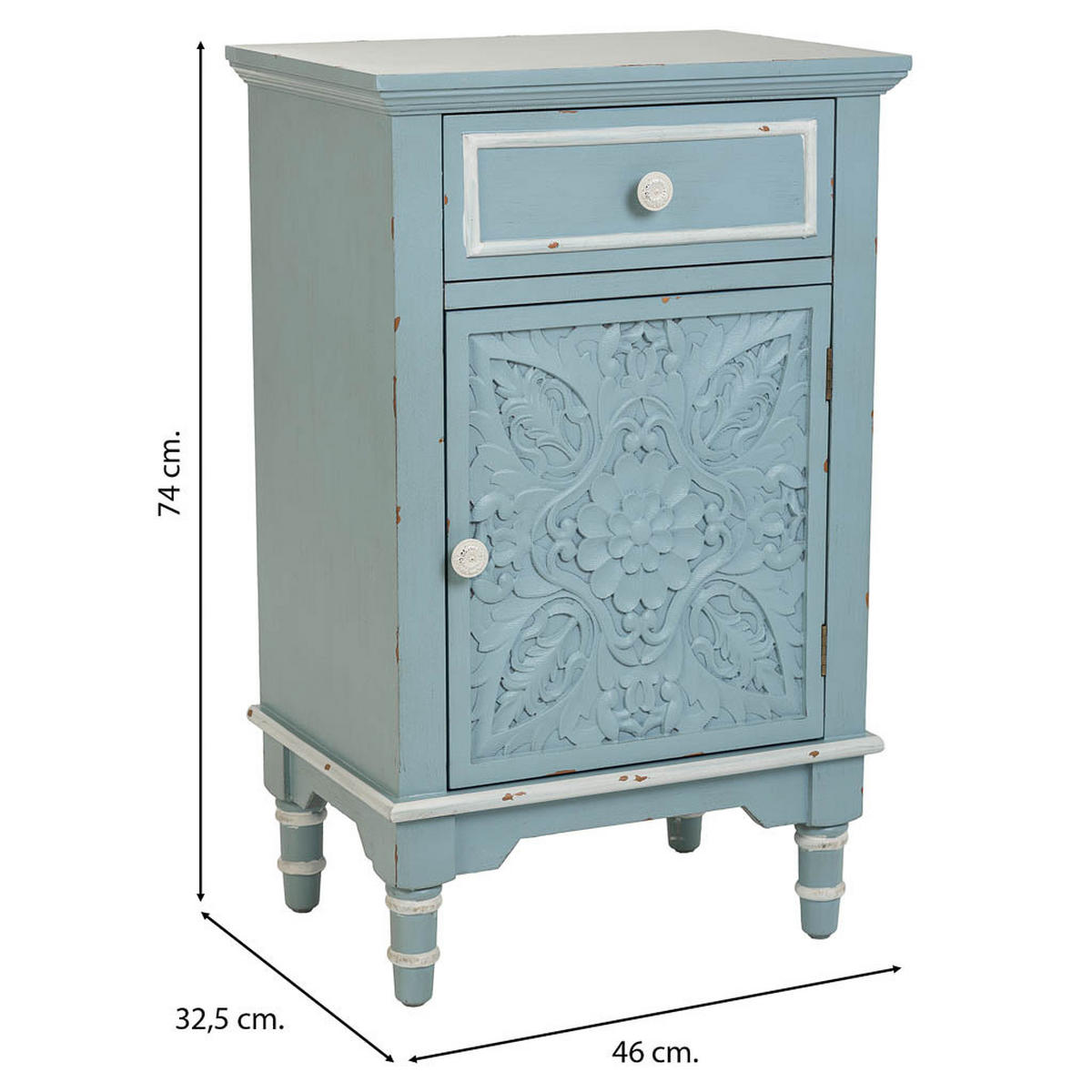 NACHTTISCH aus Holz, blau, 46x33x74cm - Blau, Holz (46/74/32.5cm) - Wanderlust