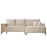 ECKSOFA OTIS Rechts, mit Schlaffunktion und Bettkasten, Creme - Creme, Textil/Metall (294/185cm) - Idohome