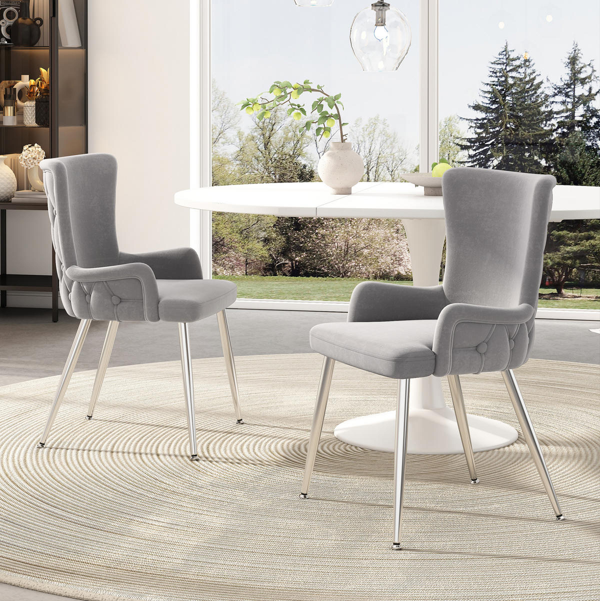 ESSZIMMERSTUHL 6er-Set Samt Grau mit Metallbeinen - Grau, Metall (47/85/49.2cm) - Meubliv