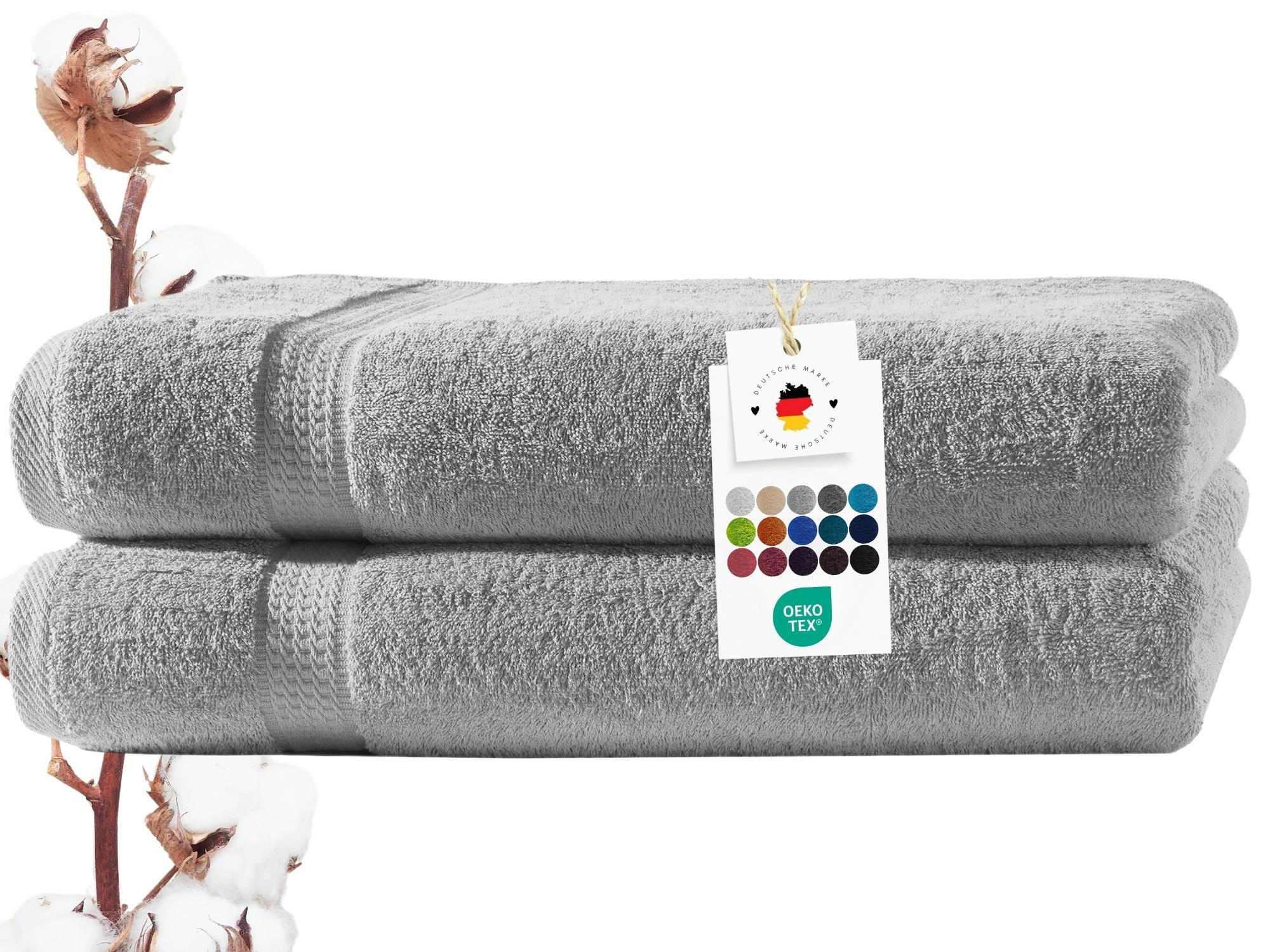 DUSCHTUCH 70x140 cm Frottier Handtücher im 2er Set aus 100% Baumwolle, Silber 500g/m2 - Silberfarben, Textil (70/140cm) - Carpe Sonno
