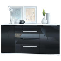 SIDEBOARD Porto Schwarz Hochglanz - Schwarz Hochglanz, Holzwerkstoff (139/72.5/35cm) - Vladon