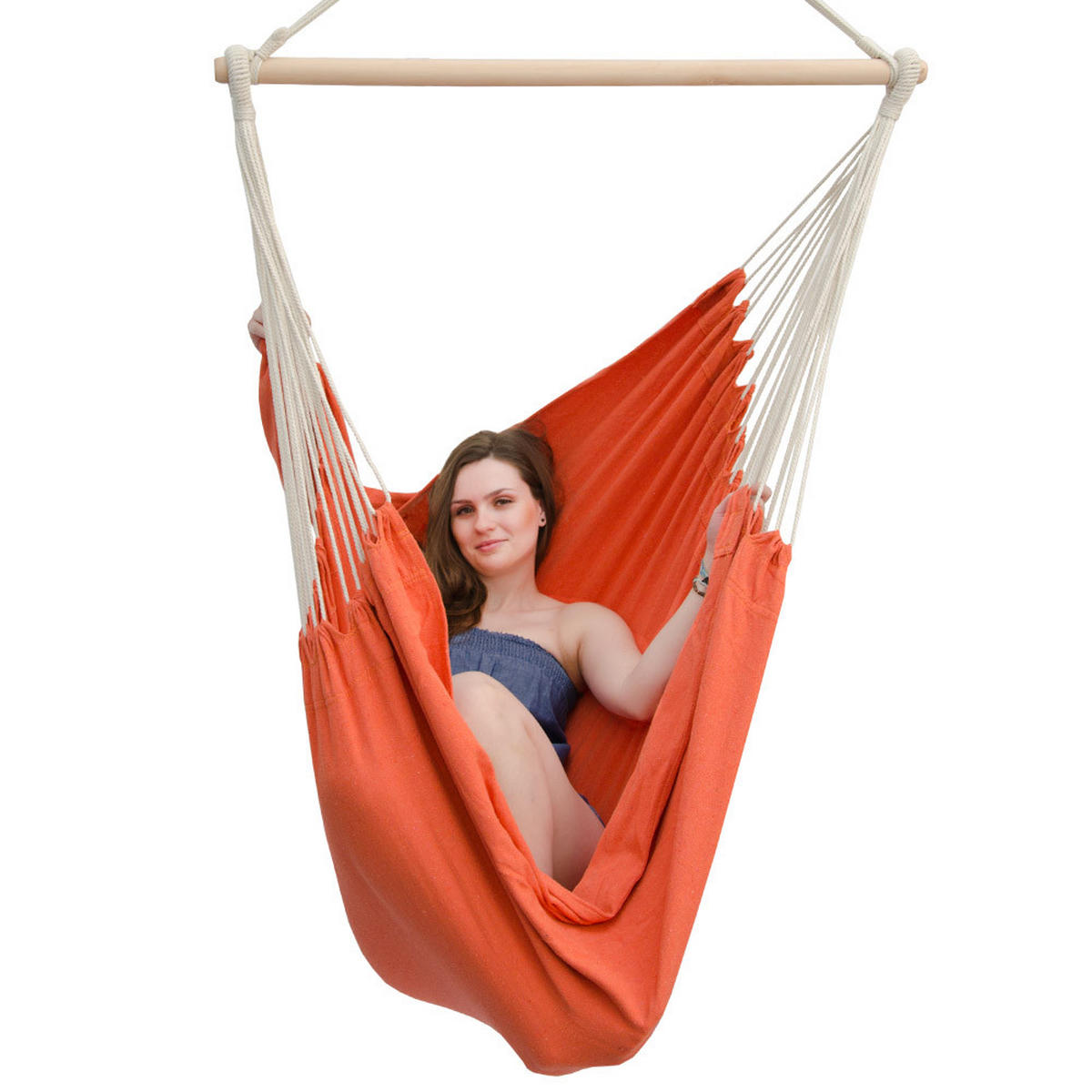XXL HÄNGESESSEL 185/130 cm Belastbar bis 150 kg Orange - Orange, Textil (130/155/185cm) - Amanka