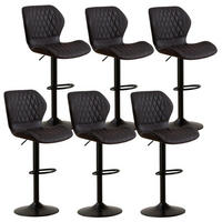 BARHOCKER 6-teiliges Set PU-Kunstleder Schwarz Höhenverstellbar - Schwarz, Kunststoff (46.5/111/38cm)