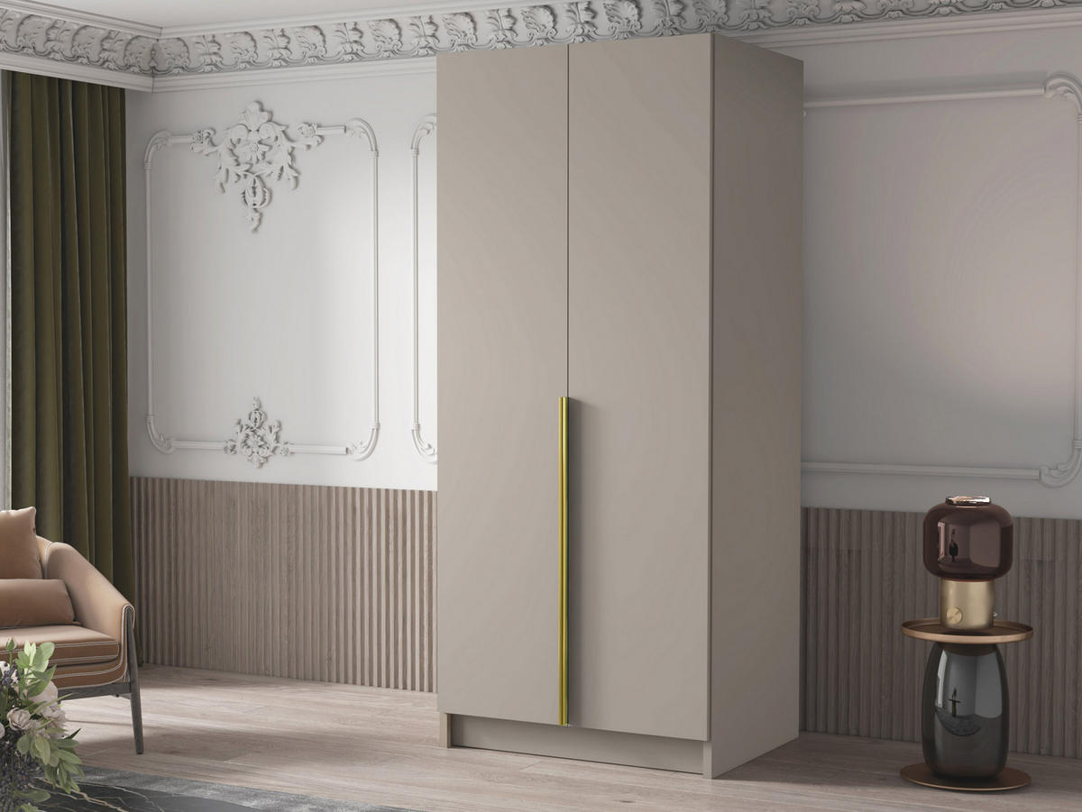 KLEIDERSCHRANK Bono I - Beige/Goldfarben, Holzwerkstoff/Metall (100/215/58cm) - MIRJAN24