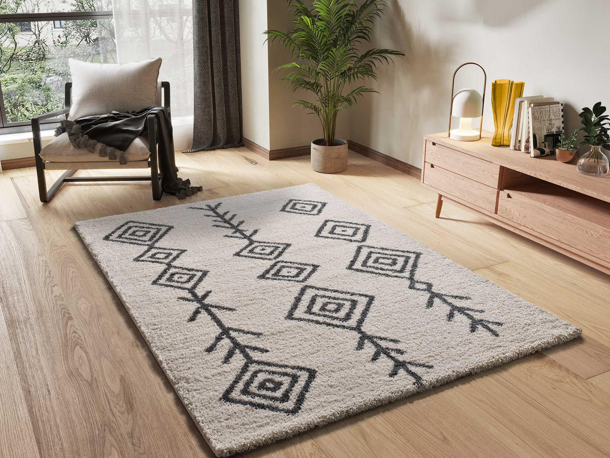 HOCHFLORTEPPICH Weiß Atlas 80/150 cm - Weiß, Naturmaterialien/Textil (80/150cm) - Atticgo
