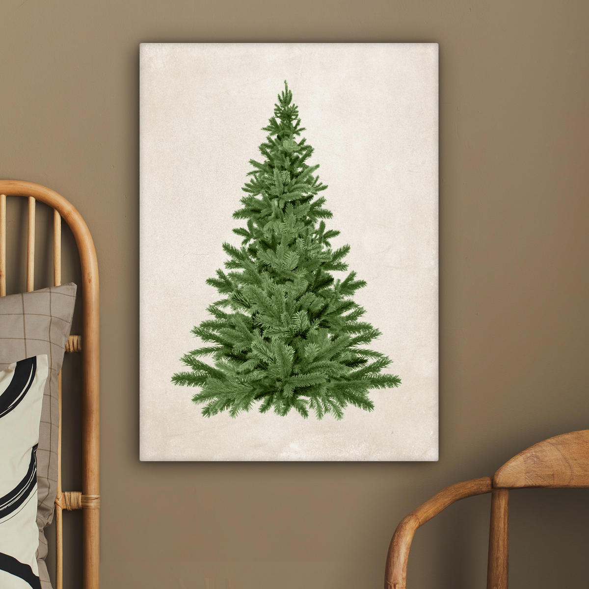 LEINWANDBILD Weihnachtsbaum - Grün - Weihnachten - Feiertage 60x80 cm - Olivgrün, Textil (60/80cm) - MuchoWow