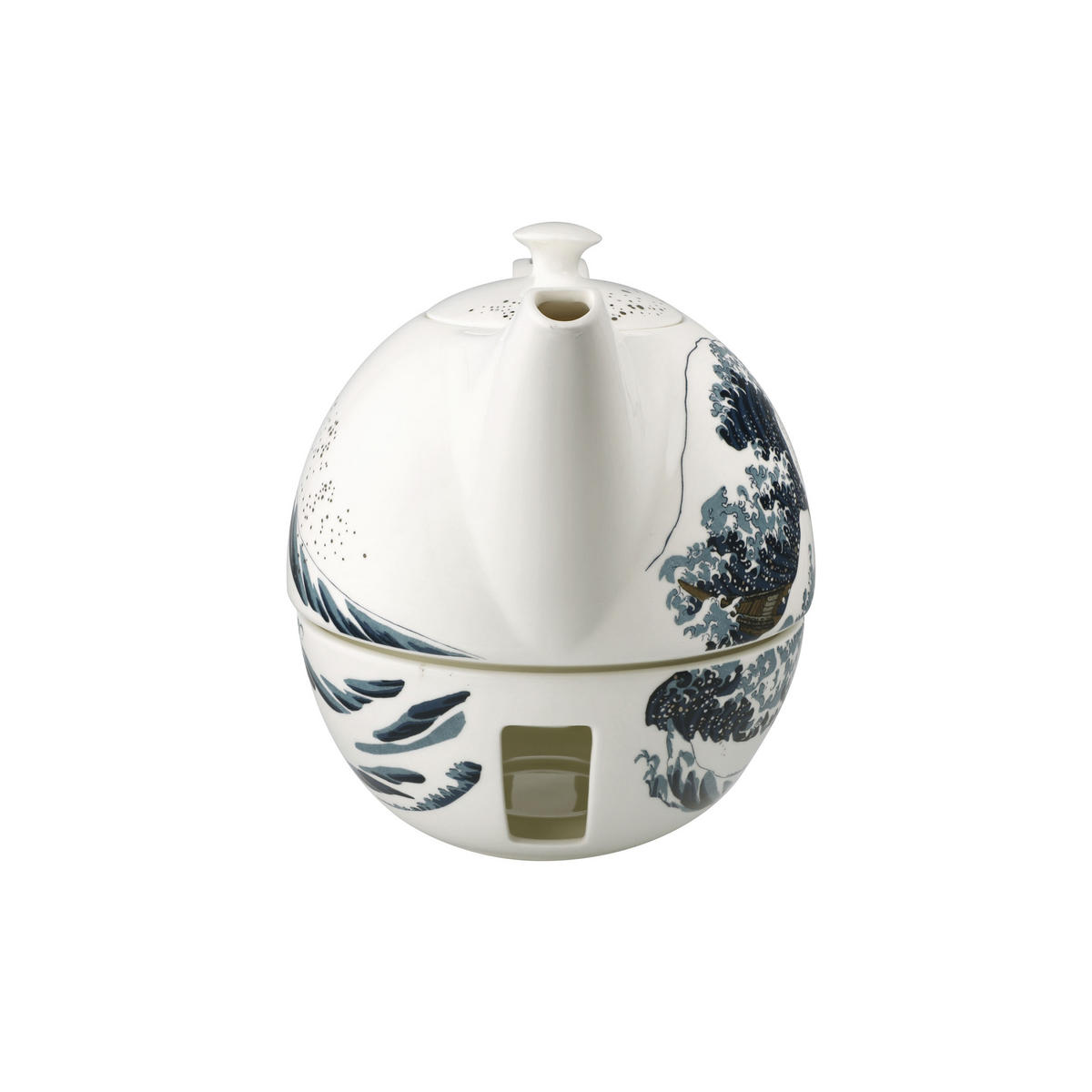 TEEKANNE MIT STÖVCHEN Katsushika Hokusai - Die große Welle bunt 1,2 l - Multicolor, Keramik (1.2L) - Goebel
