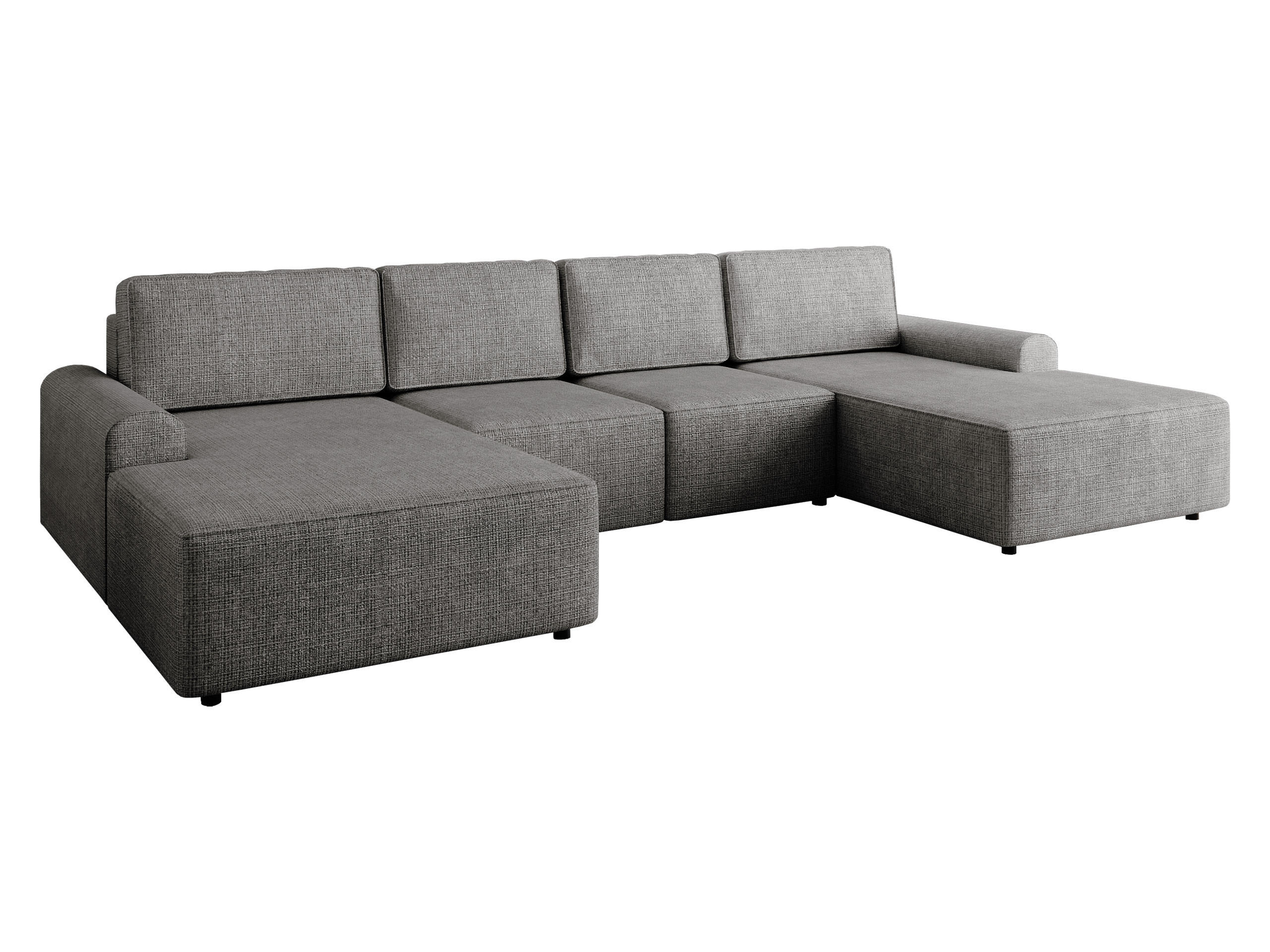 WOHNLANDSCHAFT Bella XL - Blaugrau/Schwarz, Holz/Kunststoff (338/85/168cm) - MIRJAN24