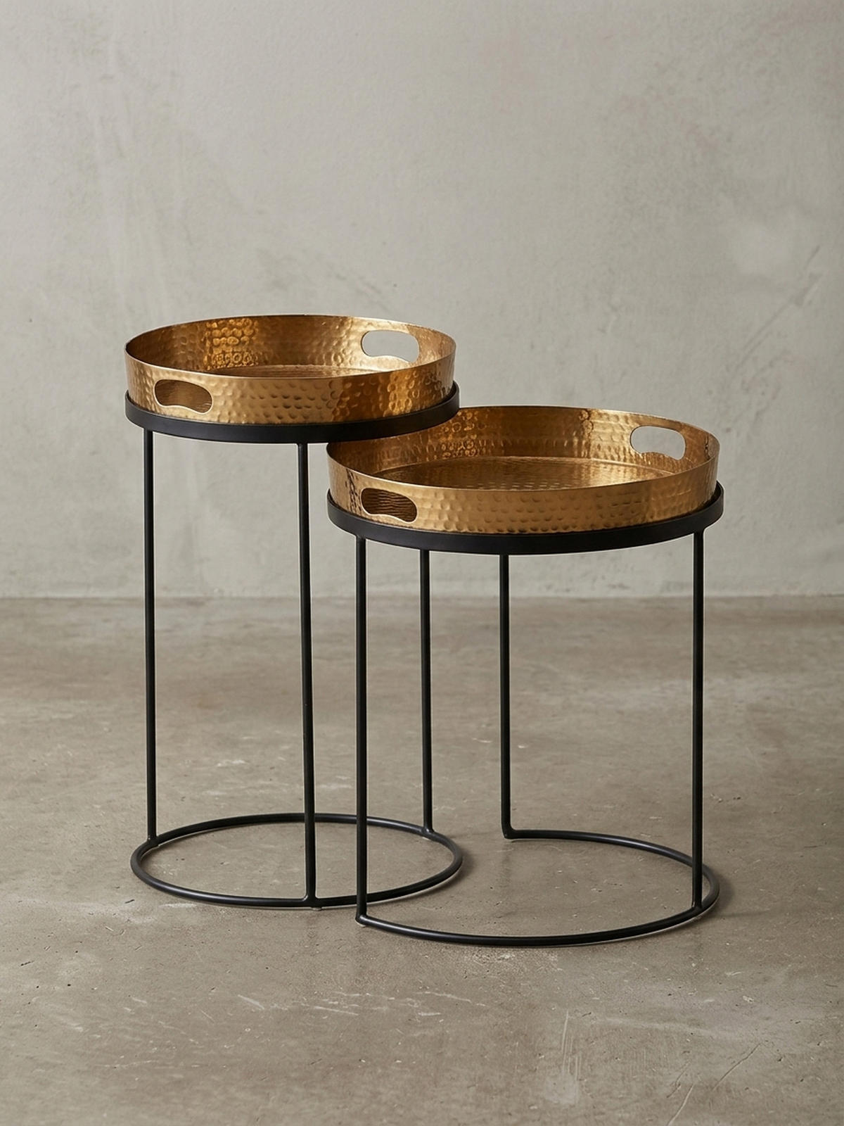 BEISTELLTISCH Aluminium Stahl Hammerstruktur Abnehmbare Platte NERA, Gold 38x38x45 cm - Goldfarben/Schwarz, Metall (38/38/45cm) - KADIMA DESIGN