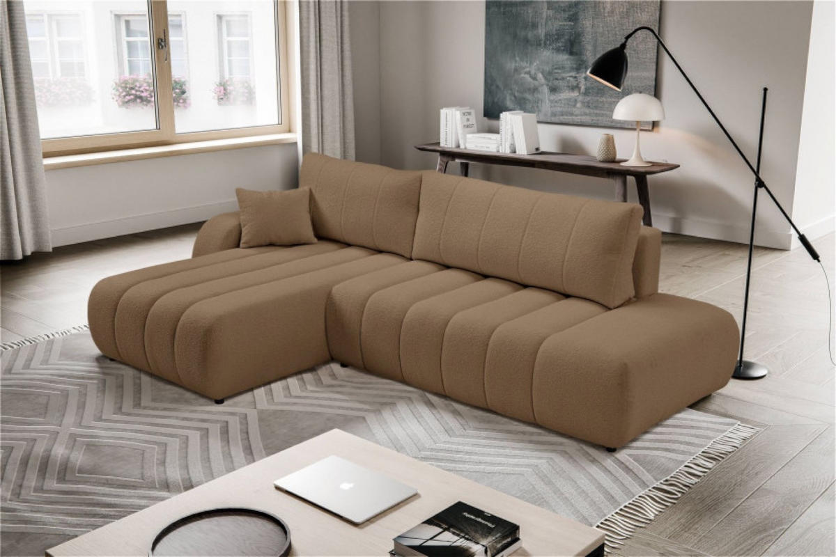 ECKSOFA Braun ALOO Mit Schlaffunktion Links Stoff Bouclé - Braun, Textil (276/176cm) - Sepro Meble
