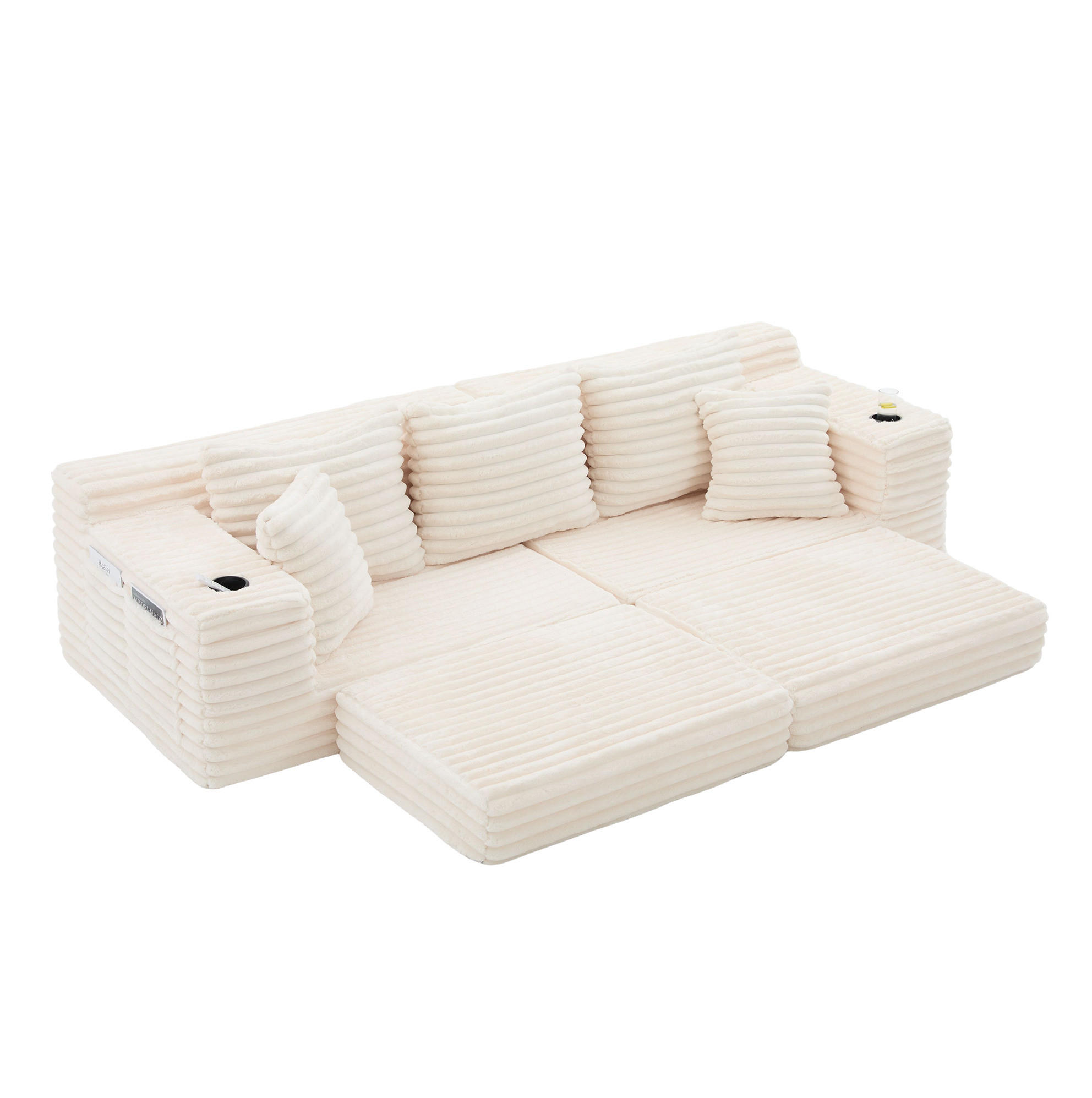 SCHLAFSOFA frei kombinierbar 273 x 98 cm Cord Beige - Beige, Kunststoff (38.58/34.25/107.48cm) - Meubliv
