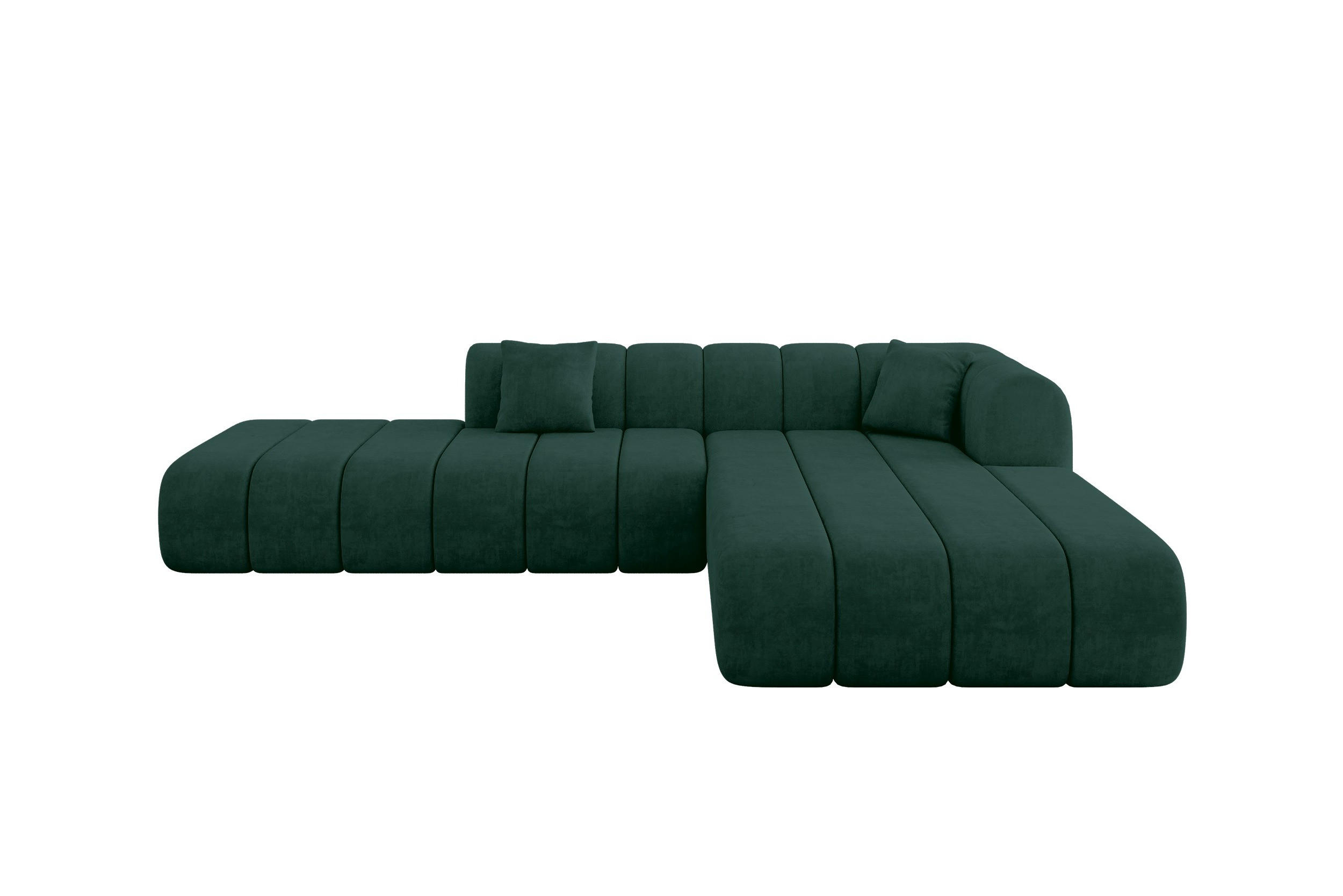 ECKSOFA Ottomane Rechts BILA-L 289x176x71 Grün Samt - Jadegrün/Schwarz, Holzwerkstoff/Kunststoff (289/176cm) - ALTDECOR