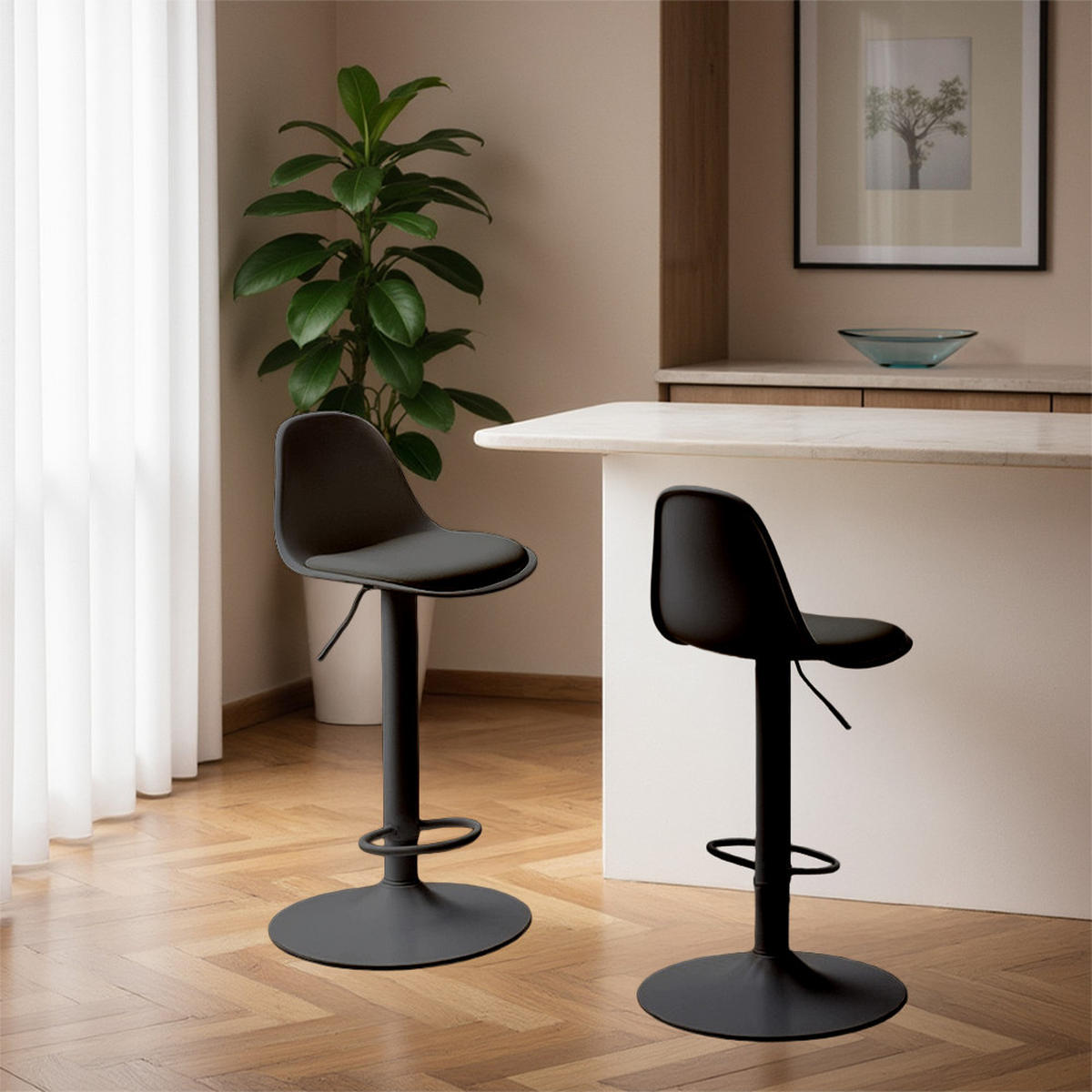 BARHOCKER - Schwarz - 2er-Set - Schwarz, Naturmaterialien (40/90/43cm) - Drawer
