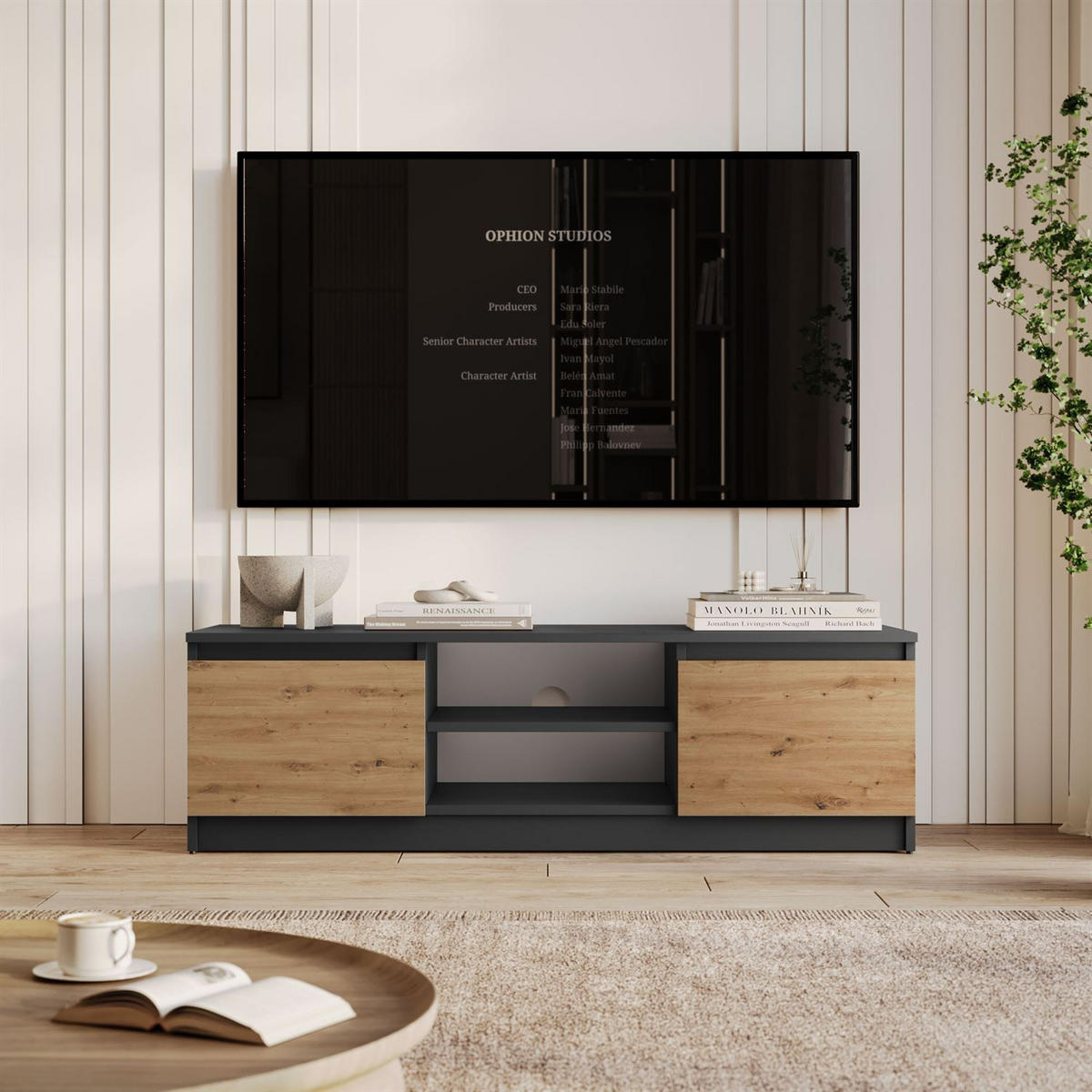 LOWBOARD HANA 120 cm Artisan Eiche / Anthrazit - Eiche Artisan, Holzwerkstoff (120/36/40cm) - Lookway