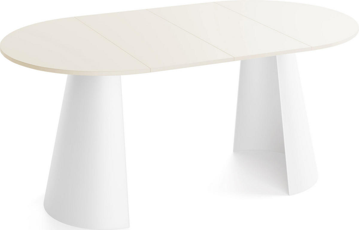 ESSTISCH Lamio runder ausziehbarer, Beige Cashmere 120-200/120/76 cm - Kaschmir/Beige, Holzwerkstoff/Metall (120/196/76cm) - WFL GROUP