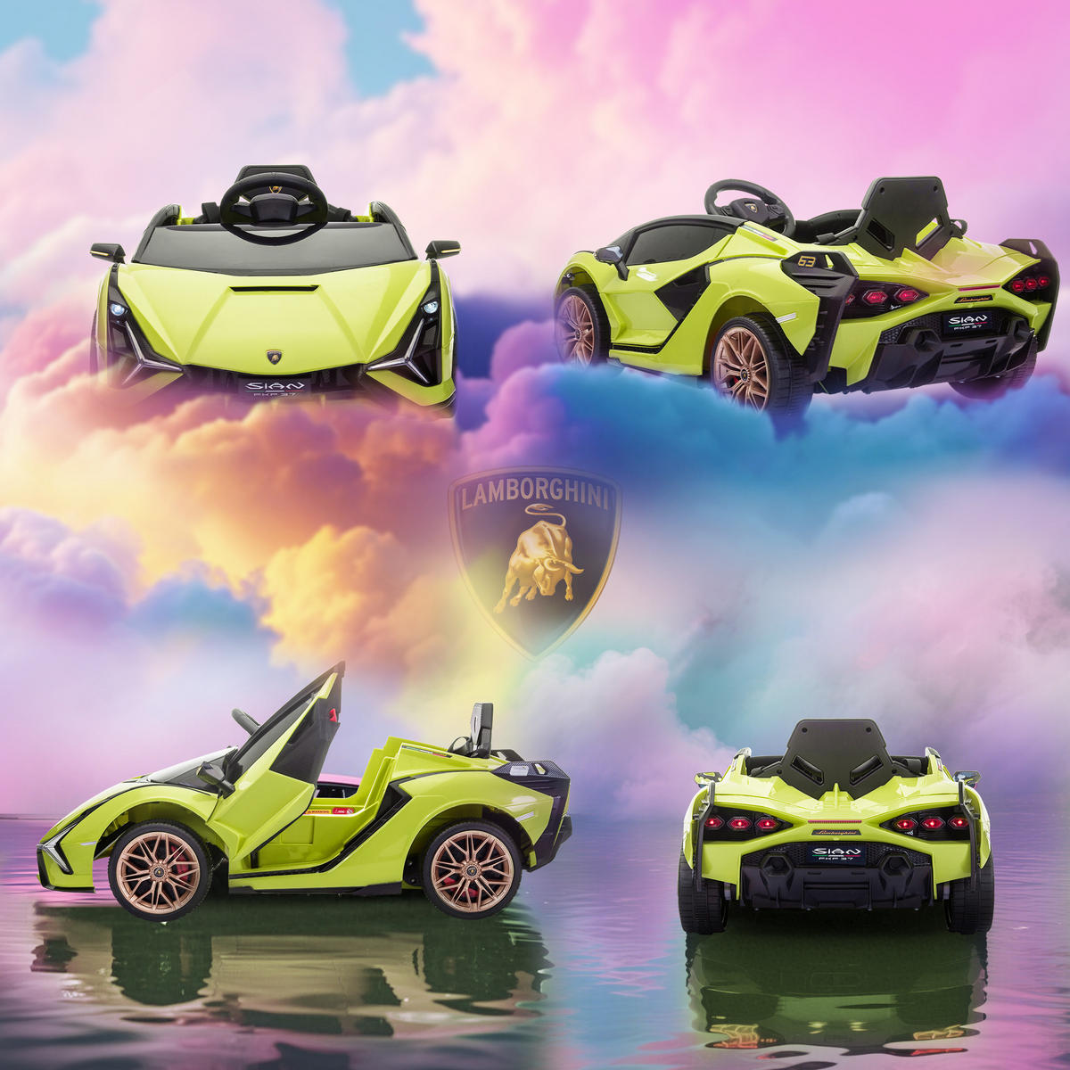 KINDER-ELEKTROAUTO DE-06137 Lamborghini lizenziert mit Fernsteuerung Grün - Grün, Kunststoff/Metall (108/62/40cm) - ComfortXL