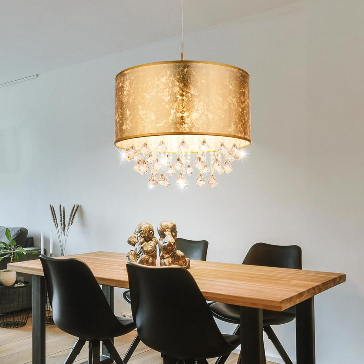 LED HÄNGELEUCHTE AMY Silber Gold - Goldfarben, Textil (40/40/140cm) - Globo Lighting