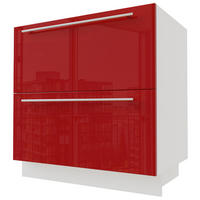 SCHUBLADENUNTERSCHRANK Brerra D2R/80 Korpus weiß / Front RAL 3002 karminrot Hochglanz 80 / 50 / 82 cm Schubladensystem REJS Comfort Box - Rot/Weiß, Holz/Holzwerkstoff (80/82/50cm) - Feldmann-Wohnen