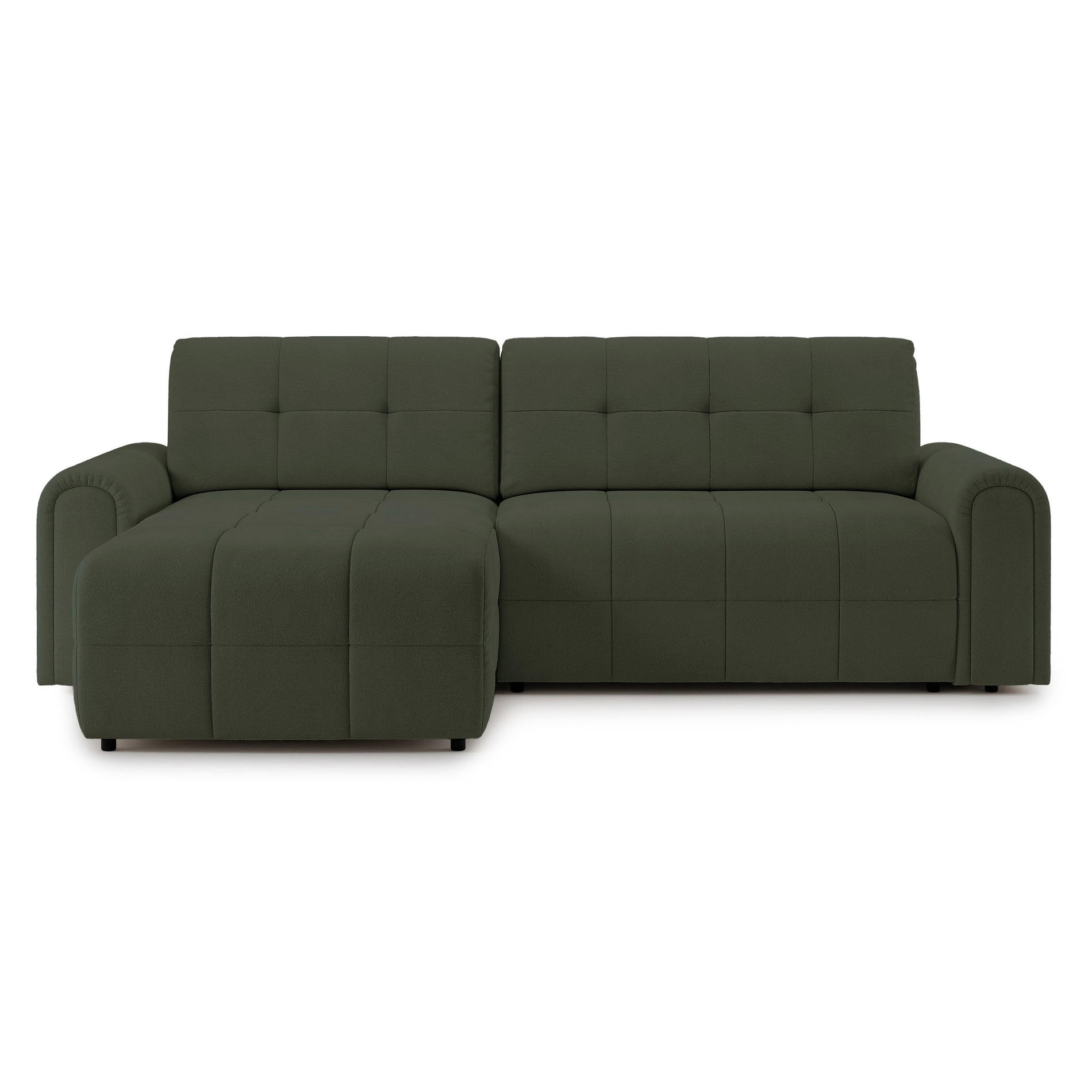 ECKSOFA Simolla Olivgrün links - Schwarz/Olivgrün, Kunststoff/Textil (268/180cm) - Selsey