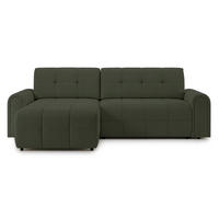 ECKSOFA Simolla Olivgrün links - Schwarz/Olivgrün, Kunststoff/Textil (268/180cm) - Selsey
