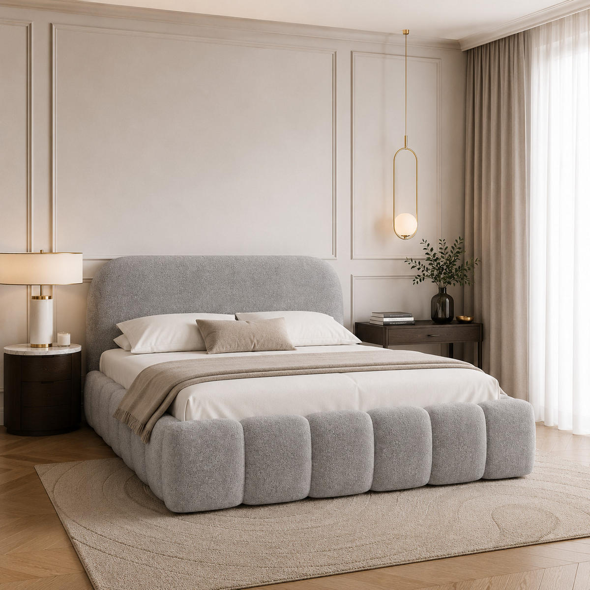 POLSTERBETT BELLURE mit Bettkasten 180x200,Doppelbett mit Stauraum,Lattenrost,Boxspringbett-Optik,ohne Matratze-Grau - Grau, Holz (180/200cm) - Furnistar