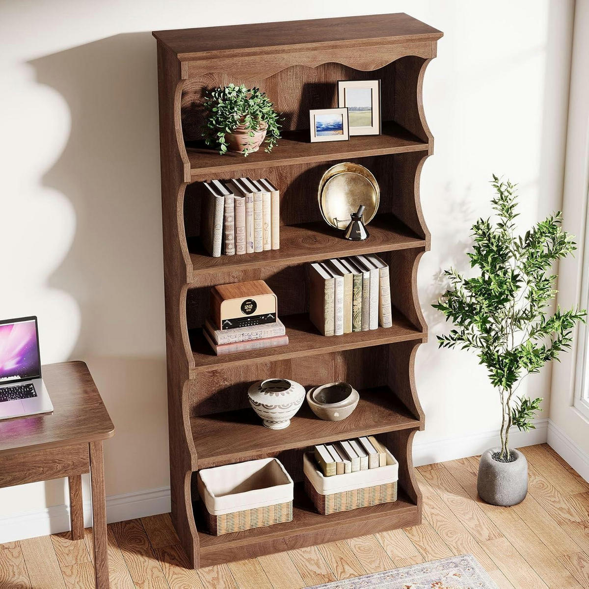 BÜCHERREGAL 6-Stufig Vintage Holz-Optik 80 x 30 x 178 cm - Braun, Holzwerkstoff (80/178/30cm)