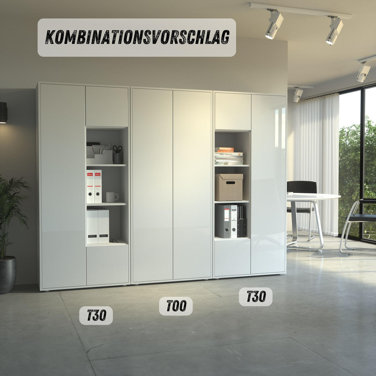 AKTENSCHRANK Amira T30 Weiß Hochglanz 180/80/40 cm - Weiß Hochglanz, Holzwerkstoff (80/180/40cm) - SIMPLYFURN
