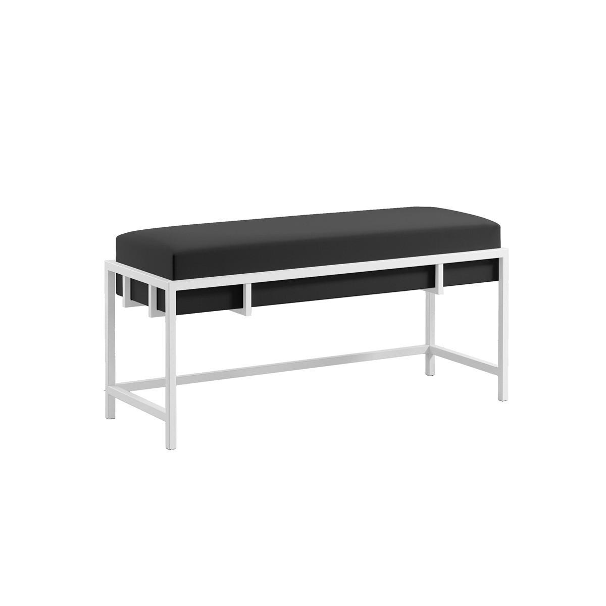 POLSTERBANK LAMO 80 cm Schwarz Samt, Weißes Metallgestell - Schwarz/Weiß, Holzwerkstoff (80/45/35cm) - Bettso