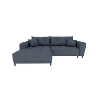 ECKSOFA Massimo Strukturstoff Dunkelblau inkl. Schlaffunktion Links - Schwarz/Dunkelblau, Textil/Metall (246/177cm) - 99rooms