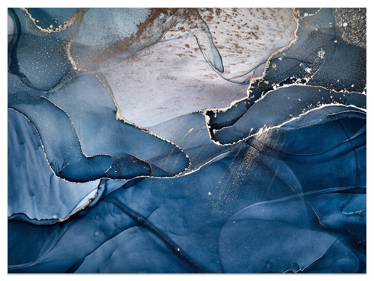 FOTOTAPETE für Badezimmer Blauer Marmor Gold Modern 150x105 - Blau/Goldfarben, Papier (150/105cm) - Muralo